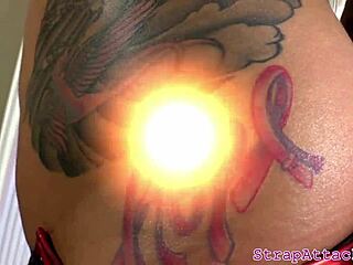 Beautiful tattooed mistress with big breast finger her lover