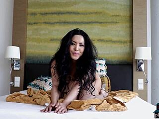 Gorgeous all natural Asian milf babe Chloe Rose strips lingerie in solo tease