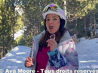 Ava Moore Surprised by Skiers Outdoors