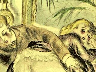 复古风格的古老色情插图活了过来