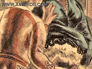 复古风格的古老色情插图活了过来