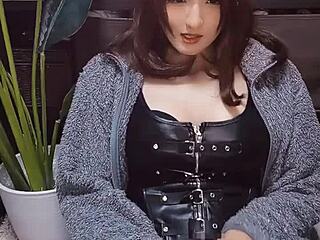 A beautiful shemale with cat ears gives a lot of anal sex to a lucky man