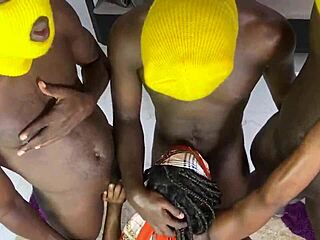 Intensely Sucking Off Fans' Big Cocks in Birthday Surprise Group Session