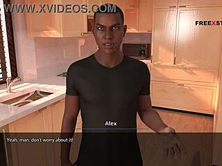 Alex shakes hard dick watching landlady's nude yoga poses