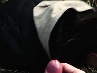 A young shy Russian girl delivers a blowjob in a German forest, swallowing sperm in POV from a family archive homemade.