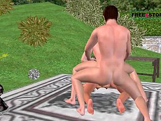 3D animated gay porn featuring anal and hand action