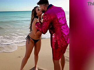 Step aunt flaunts sexy bikini to nephew on new year's eve. Watch her nude finale!