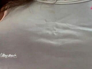 Tempting wife flashes her big tits for the salesman