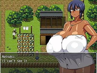 Steamy bath scene in Tanned Natsuki's hentai game ep 3