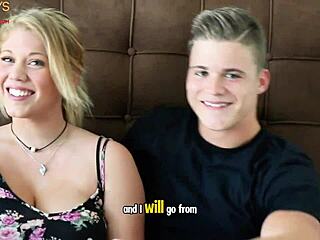 An 18yo blonde feels intense passion getting fucked hard in doggystyle by her athletic jock crush