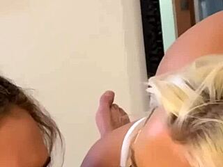 Beautiful blonde gets a 3some with her husband and his friend