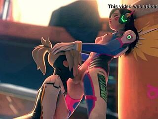 Horny Mercy's deepthroat skills in DVA XXX cartoon