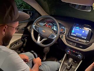 My friend and I teased my boss in his car