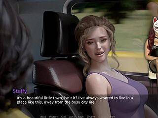 Gamer girl in stockings and see through bra in action