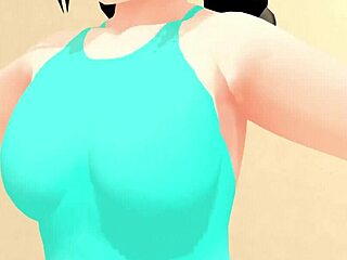 Kyo dances with curvy plump animation girl.