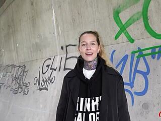 German Scout - Crazy German Tattoo Model Lisa Rocketcock Pickup For Casting Fuck