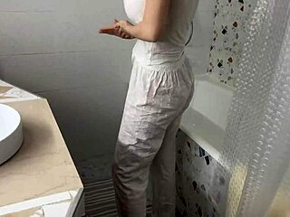 Wife seduces in the bathroom and gets fucked hard