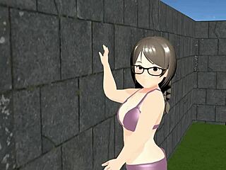 kyo animation of plump girl playing tennis with tits