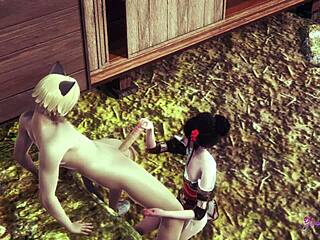 Hot shemale Mia in bareback creampie scene in Yaoi femboy