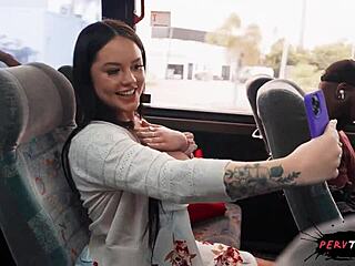 Public transportation becomes a playground for kinky teens and their big tits