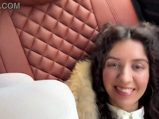 Outdoor sex in the car and metro with cum on face