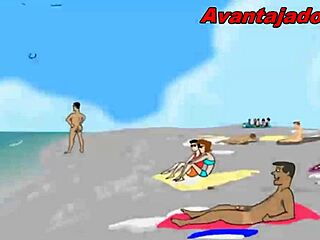 Cartoon porn with hot gay men in an orgy on the beach