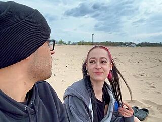 Public beach date turns into a hot and steamy scene with a big dick