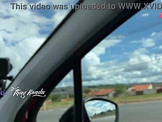 Wild Street Sex with Cars Passing as He Cums Inside