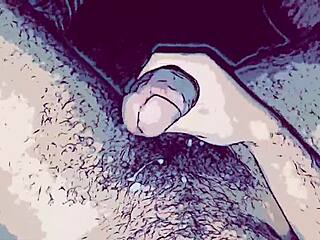 Gay cartoon featuring a hot jock and a horny bottom