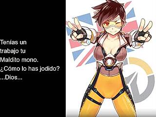 Femdom JOI: Tracer's anal play in Overwatch-themed hentai