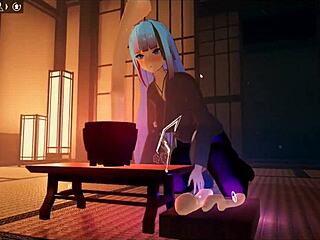 Futanari girl's footjob skills in Kadobu Weird hentai game