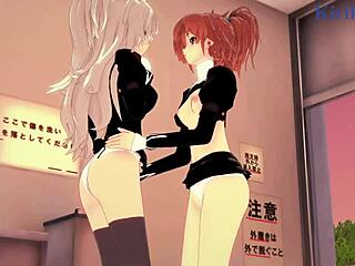 Shizuma Hanazono and Nagisa Aoi in Wild Lesbian Hentai Play