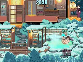 Hentai game featuring pixel art with three horny girls