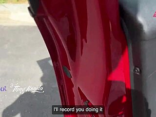 Public street sex with cars passing by and cum inside