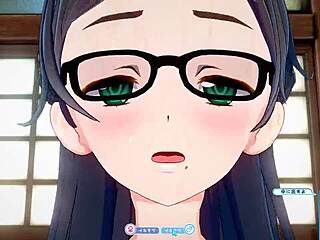 Beautiful anime hentai featuring a girl sitting on a face while wearing sunglasses