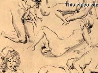 Vintage Erotic Drawings with Seductive Retro Charm