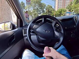 feeling risky jerking off in public car while asking hot stranger for info