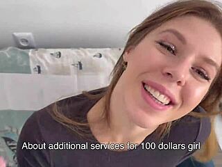 Thirsty delivery girl gets cum from horny customer's cock