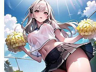 Hot anime cheerleader motivating you transparent cloth with pussy masturbation asmr sound