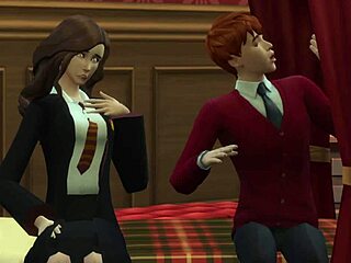 damn, draco spies on hermione offering cock in harry potter parody right before ron!