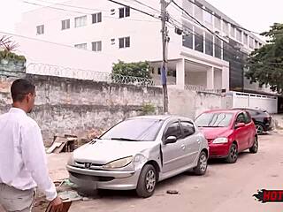 Young and straight amateur gives a blowjob on the street