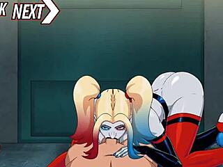 哈莉·奎恩在阿卡姆疯人院疯狂性爱场景中热辣口交动漫动作