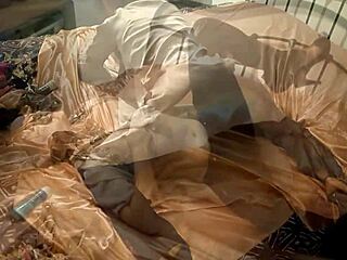 White slut in satin and black gets fucked hard