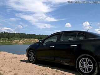 let's wash the car naked and jerk off with huge cumshot outdoors