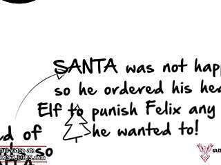 Naughty elf Felix gets punished with big cock
