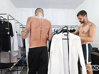 Intense Gay Threesome Group Fucking with Big Monster Cocks Bareback in the Closet!