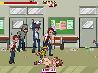 Hot teen gets gangbanged by classmates in hentai game