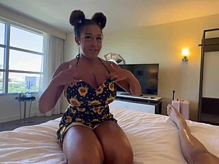 Thick stepsis gets creampied on family vacation in POV
