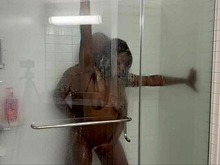 Skinny stepsister seduces stepbrother in the shower for sex