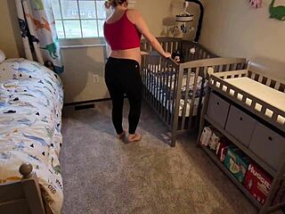 Stepmother gets stuck under crib and gets fucked by stepson